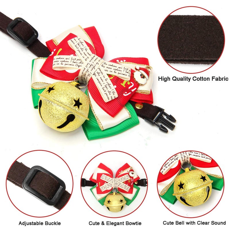 Coolrunner Santa Cat Bow Tie Collar, Christmas Cat Collar Breakaway Small Dog Collars with Bell (Style 1 (Santa)) - Image 4